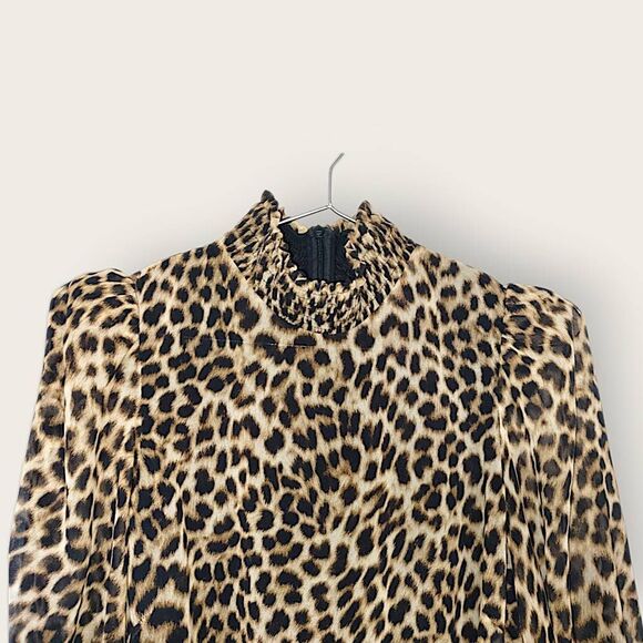 Zara Womens Dress Sz M Cheetah Animal Print Ruffle Princess Coastal Cowgirl Belt - Picture 4 of 16